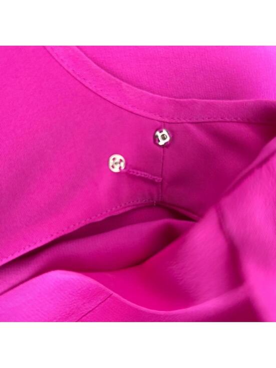 Ann Taylor Sleeveless Raspberry Pink Silk Shift with Asymmetrical Tie | Size 6 - Picture 8 of 11